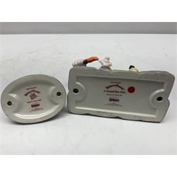 Six Coalport Characters Wallace and Gromit figures, comprising Ready for Takeoff, Woolshop Encounter, Do Something Gromit, Shaun's New Coat, More Cheese Gromit and Happy Birthday Gromit, two with original boxes 