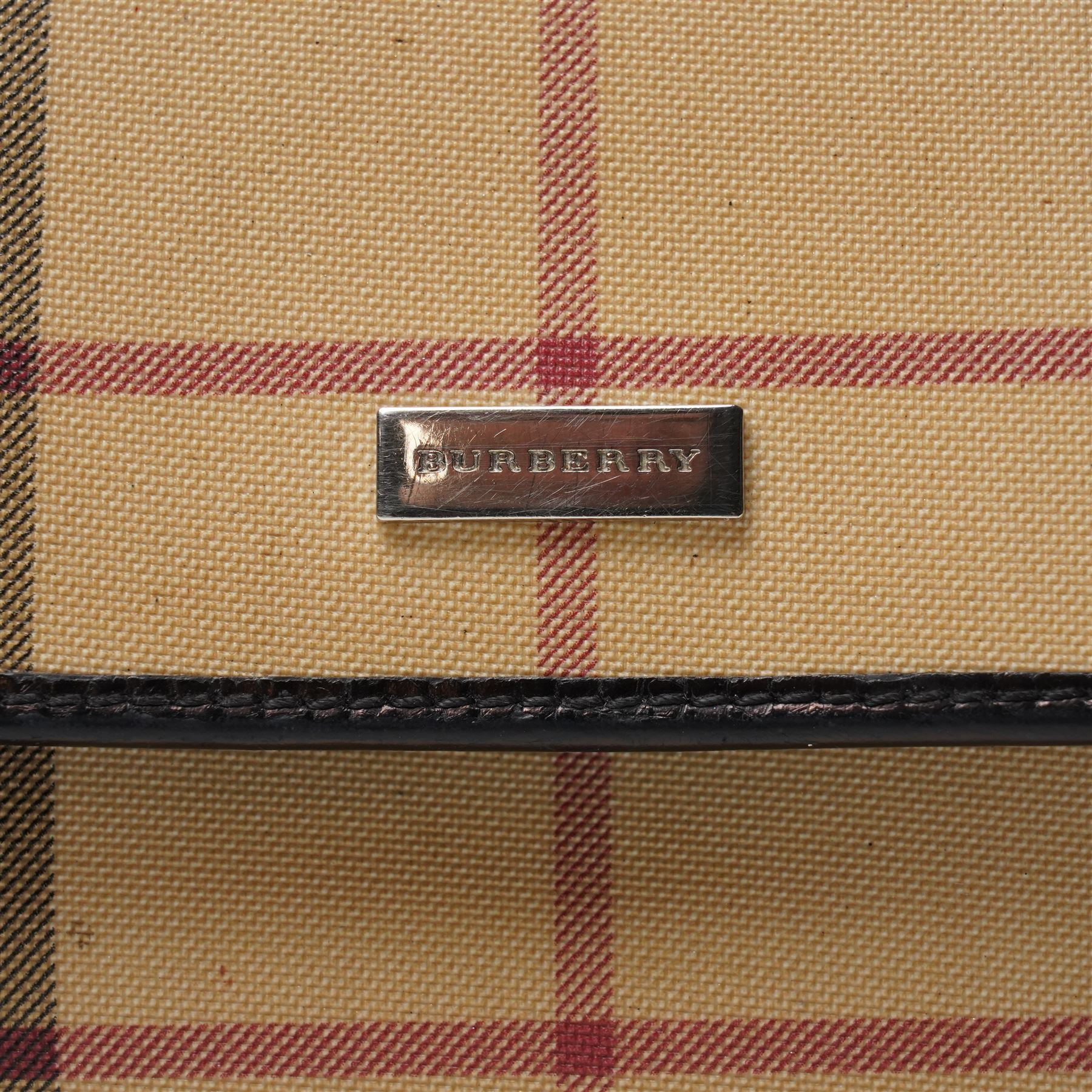 Burberry - Nova Check Wallet, in beige ground check canvas with black leather trim, of folding form with press-stud fastening and fitted interior