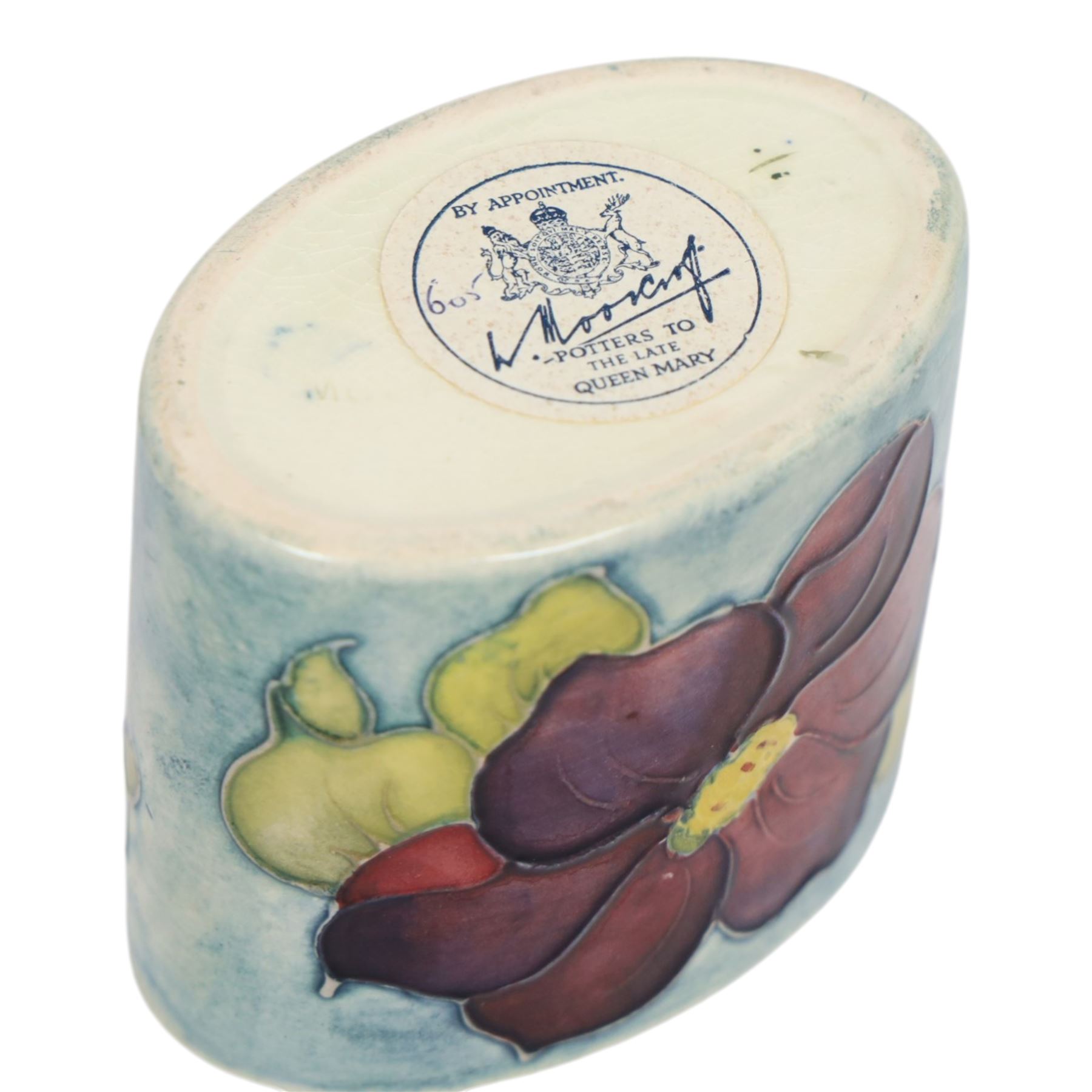 Moorcroft enamel vase, decorated with pandas, in box together with a small Moorcroft vase clematis pattern, enamel vase H8cm