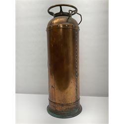 Early 20th century copper and brass Rex fire extinguisher, H55.5cm