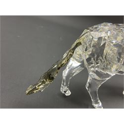 Swarovski Crsytal Society coloured animals, comprising zebra, giraffe and water buffalo, tallest H17.5cm