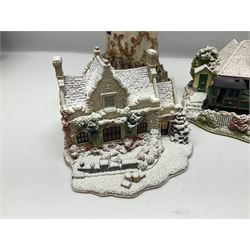 Five Lilliput Lanes, comprising Christmas at Woody Bay Station and Calling Home for Christmas both from the Illuminated collection, Castle of the Exiled Prince, Castle of The Ransomed King and Helvellyn, all with original boxes (5)