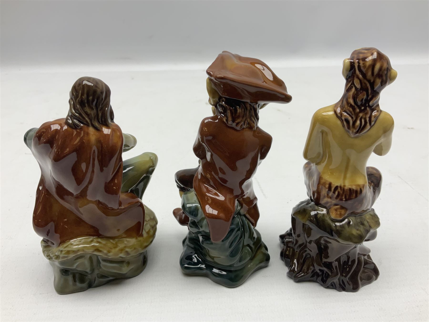 Nine Wade Collectables figures, comprising six Myths and Legends; King Canute, Mermaid, St George, Cornish Tin Mine Pixie, Puck and Green man, together with Lamb, Elephant and bear, a Wade Panda money box and two boxes of Wade Christmas Crackers