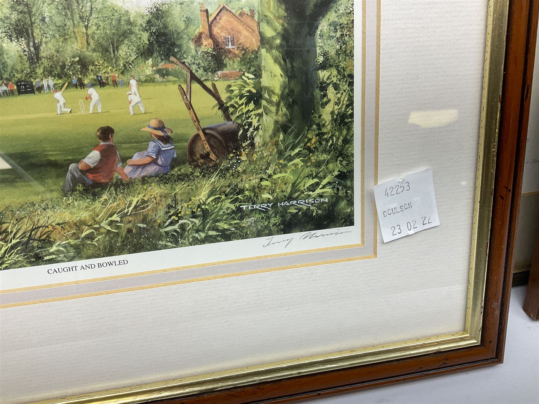 After Terry Harrison (20th century): Landscapes and Cricket, three colour prints signed in pencil together with four prints of flowers and one other max 45cm x 34cm (8)