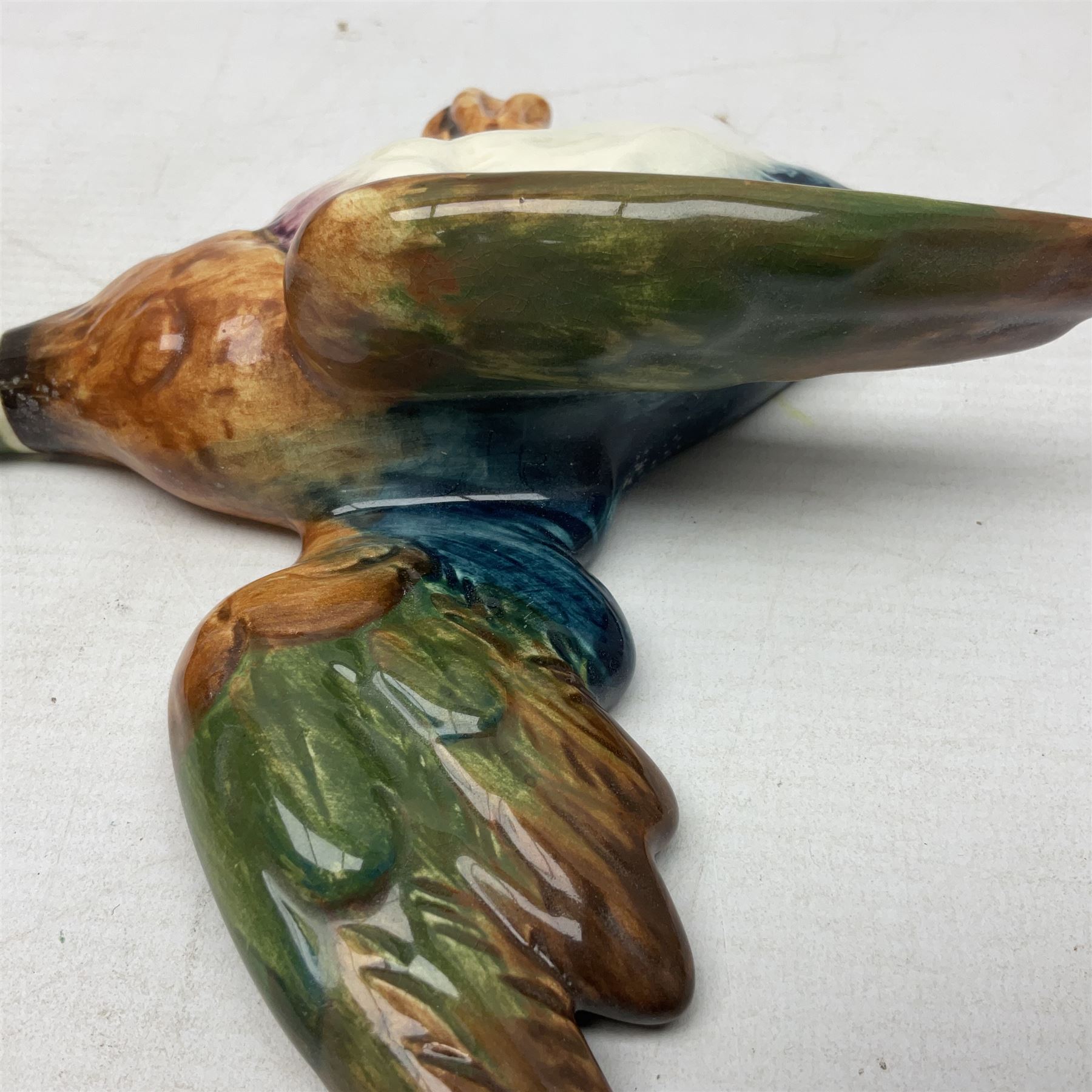 Set of five Beswick graduated wall mounting figures of flying ducks, models from 596/0 to 596/4, largest L29cm