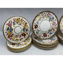 Hammersley Queen Anne pattern, part tea and dinnerwares, to include six dinner plates, five side plates, six soup bowls, teapot, covered sucrier, six teacups and saucers, etc together with six matched dessert plates (40)