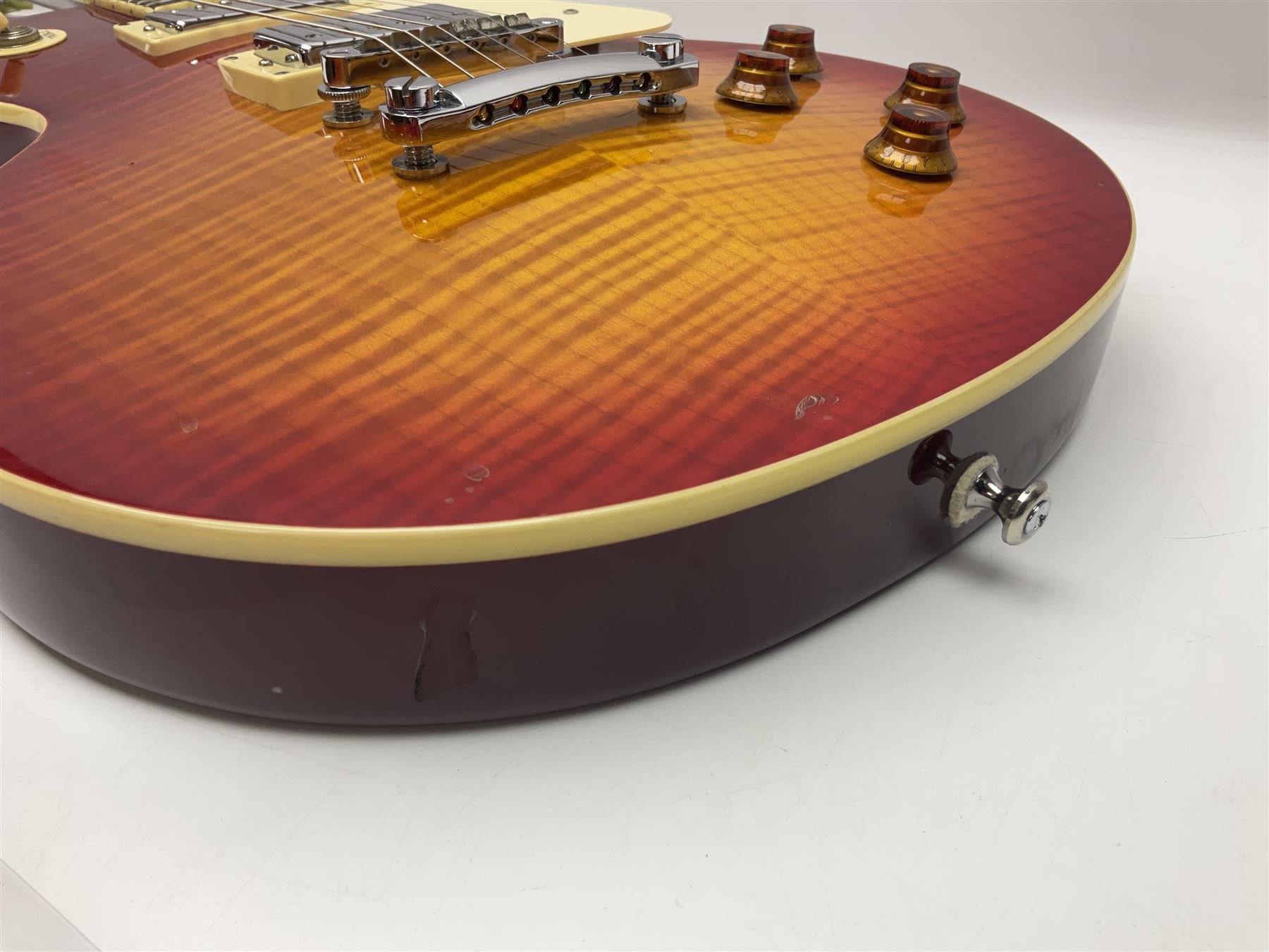 Epiphone Les Paul Gibson electric guitar in two-tone red sunburst finish, serial no.SO1113016, L101cm overall; in hard carrying case