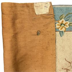 Two early 20th century Kashmiri cyan ground crewelworks 