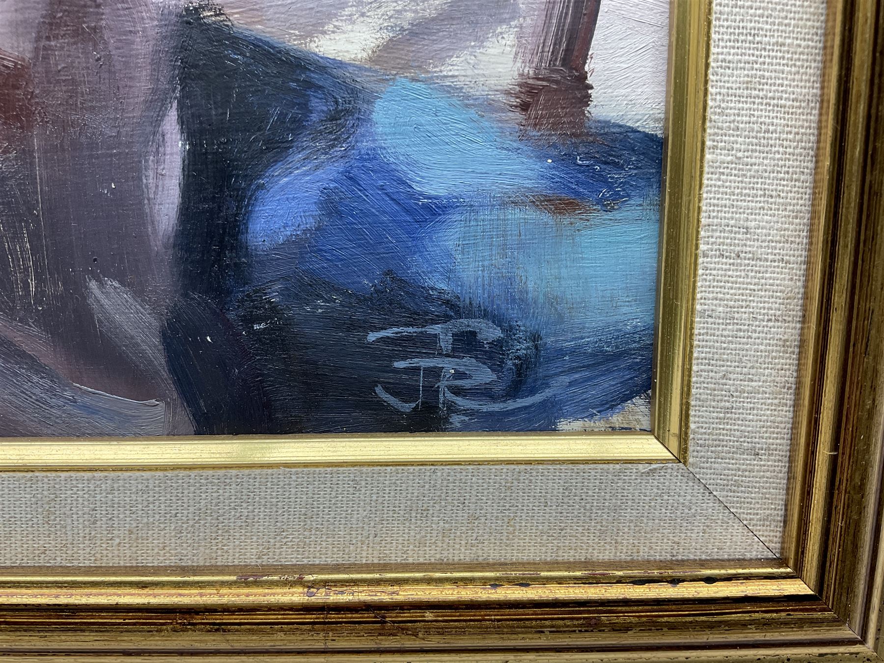 John Richard Townsend (British 1930-): 'Self Portrait' on the Beach, oil on board signed with monogram, titled and dated 1978 verso 22cm x 29cm