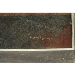 Continental School (20th century): Abstract with Overlapping Discs, pair of oils on board indistinctly signed 38cm x 48cm (2)