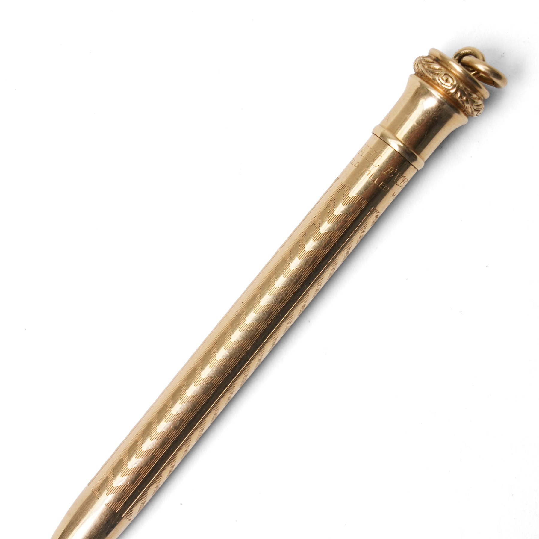 Sampson Mordan & Co. hexagonal gold combination dip pen and propelling pencil with engraved decoration and bloodstone seal, L9.3cm, together with a Wahl Eversharp gold filled pencil
