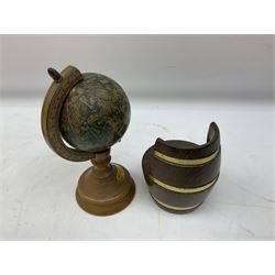 Silver 1969 Cunard RMS Queen Elizabeth maiden voyage commemorative medallion, in original Slade, Hampton & Son case with certificate, two Stratton R.M.S Queen Elizabeth mirror compacts, Stratton R.M.S Queen Mary compact, mid 20th century P&O Canberra Round World Voyage miniature globe, S.S Oriana ash tray modelled as a barrel, Norah Wellings sailor doll, and other maritime and shipping memorabilia 