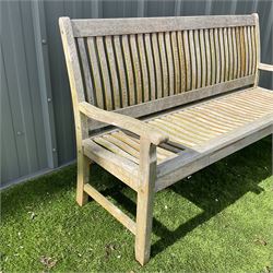 Teak three seater garden bench  - THIS LOT IS TO BE COLLECTED BY APPOINTMENT FROM DUGGLEBY STORAGE, GREAT HILL, EASTFIELD, SCARBOROUGH, YO11 3TX