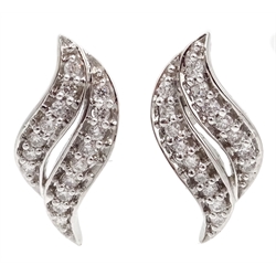  Pair of white gold diamond stud earrings, stamped 18K  