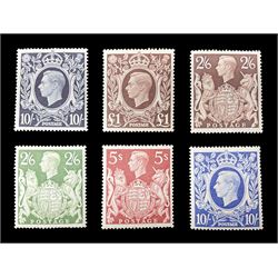 King George VI 1939-48 mint high values to one pound including ten shilling dark blue