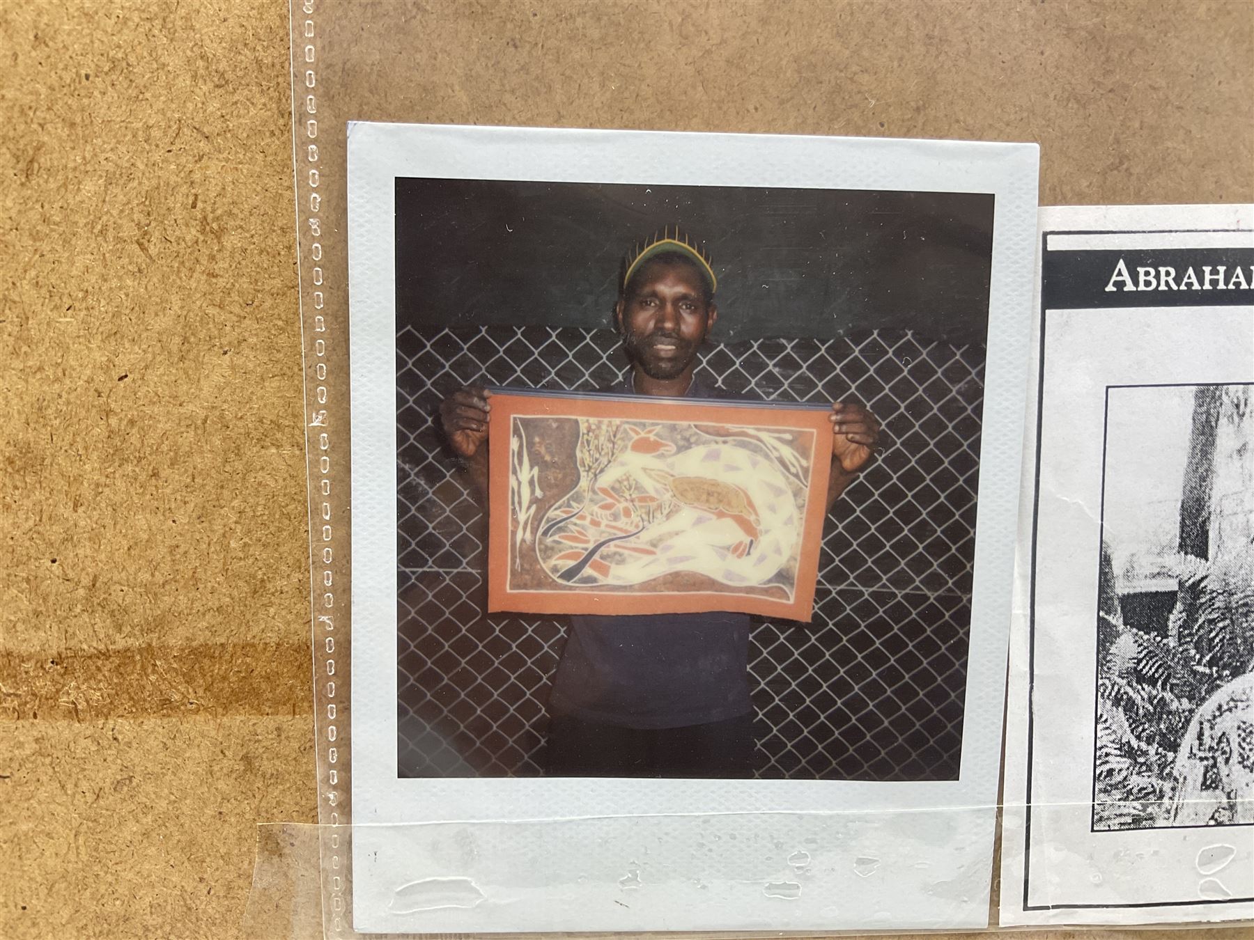Abraham Dakgalawuy (Arnhem Land Australia 1975-): Aboriginal Abstract Kangaroo, gouache, with polaroid of the artist holding the work verso 35cm x 54cm
Notes: Abraham is the son of the eminent Aboriginal artist Lofty Bardayal Nadjamerrek (1926-2009)