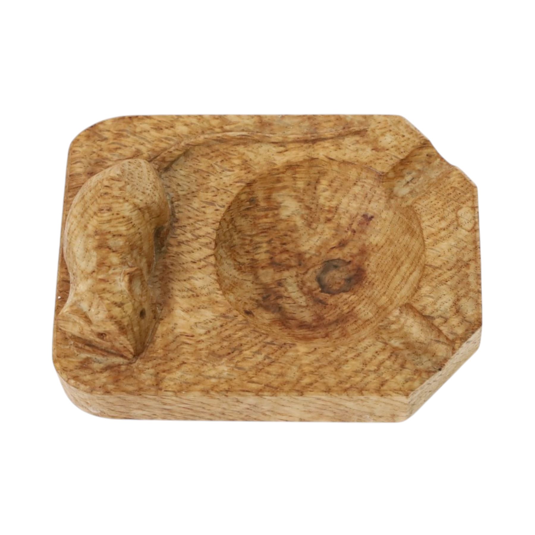 Mouseman - oak ashtray, of rectangular form with canted corners, with carved mouse signature, by the workshop of Robert Thompson of Kilburn