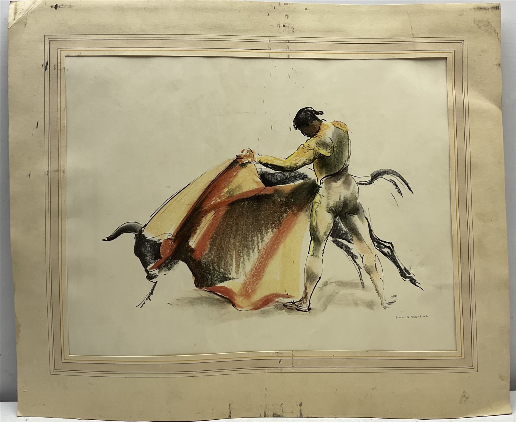 John Rattenbury Skeaping RA (British 1901-1980): 'Matador and Bull', colour lithograph signed in pencil 38cm x 50cm (unframed)