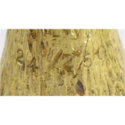 Christopher Nigel Lawrence limited edition silver and parcel gilt surprise mushroom, the textured domed cover opening to reveal two elves carolling beneath a lantern and before a fire pit set with semi-precious stones, upon a slate base, no 24/250, hallmarked Christopher Nigel Lawrence, London 1982, overall H9cm