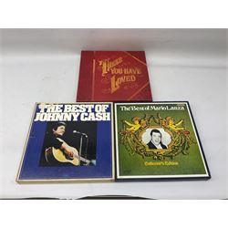 Collection of vinyl box sets, to include 'The Best of Johnny Cash', 'Great Music's Greatest Hits', 'The Best of Mario Lanza' etc