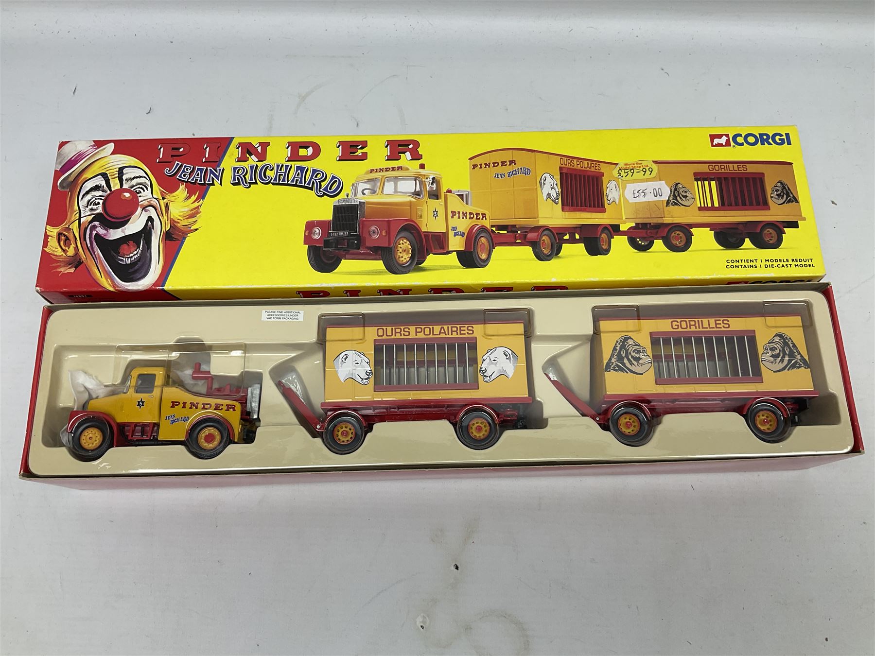 Corgi - 16801 Pinder Jean Richard Scammell Highwayman with two animal cages; CC12303 Premium Edition Scammell Contractor Austen Bros.; 80307 limited edition Vintage Glory Garrett Road Tractor and Flatbed Trailer; 09802 ERF 8 Wheel Rigid with load; 98459 White Soda Truck; and two Tesco lorries; all boxed (7)