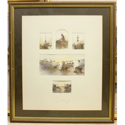 Peter Abnett (British Contemporary): 'Benty Grange Derbyshire' and Kent Farmhouse, two watercolours signed, one titled, and Italian School (20th century): Views of Florence, six chalk drawings framed as one indistinctly signed, max 30cm x 47cm (3)