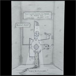 Charles Bronson (Charles Arthur Salvador) (British 1952-): A comprehensive collection of five hundred mixed media works executed between 2000 and 2025. Produced during the artist’s long-term incarceration, the works are primarily in ink, coloured pencil and mixed media on paper. The collection includes multiple formats: A5 (15 works), A4 (308 works), A3 (164 works) and A2 (13 works). Some are signed and dated; a number are executed on the reverse of official prison documents and other repurposed materials, reflecting the limited availability of art materials within the prison environment. This collection represents the largest body of the artist’s work to be offered as a single lot and has not previously been available on the market. (500) (unframed)

Notes: Dated examples span the period from 2000 to 2025, with the greatest concentration produced between 2012 and 2019 and including a group of recent large-scale works from the final years of the period; approximately twenty percent are undated.