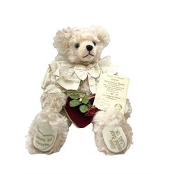 Five modern collector's teddy bears - Steiff 2001 bear No.660177 with tags; Hermann limited edition Diana Memorial Bear with silver, sapphire and zirconia jewel, No.41/500 with certificate; plush covered 'Emily' bear with miniature story book; Hamleys 250th Anniversary bear with tag; and Canterbury limited edition bear No.86/300 (5)