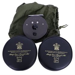 Three Hardy Bros Marquis fly fishing reels, comprising two No. 10 reels and a No.1 Salmon ...
