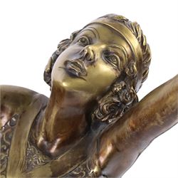 After Demetre Chiparus - Art Deco style bronze, modelled as a female dancer with arms outstretched, H70cm