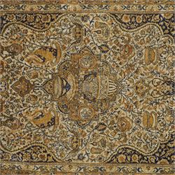 Persian Kashan design silk and wool blended rug, with a central medallion incorporating vases and scrolling floral motifs, set against a dark blue and ivory ground within a patterned border, some fraying to end fringes