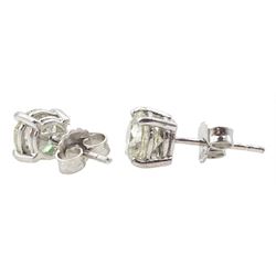 Pair of 18ct white gold round brilliant cut diamond stud earrings, hallmarked, total diamond weight approx 2.25 carat