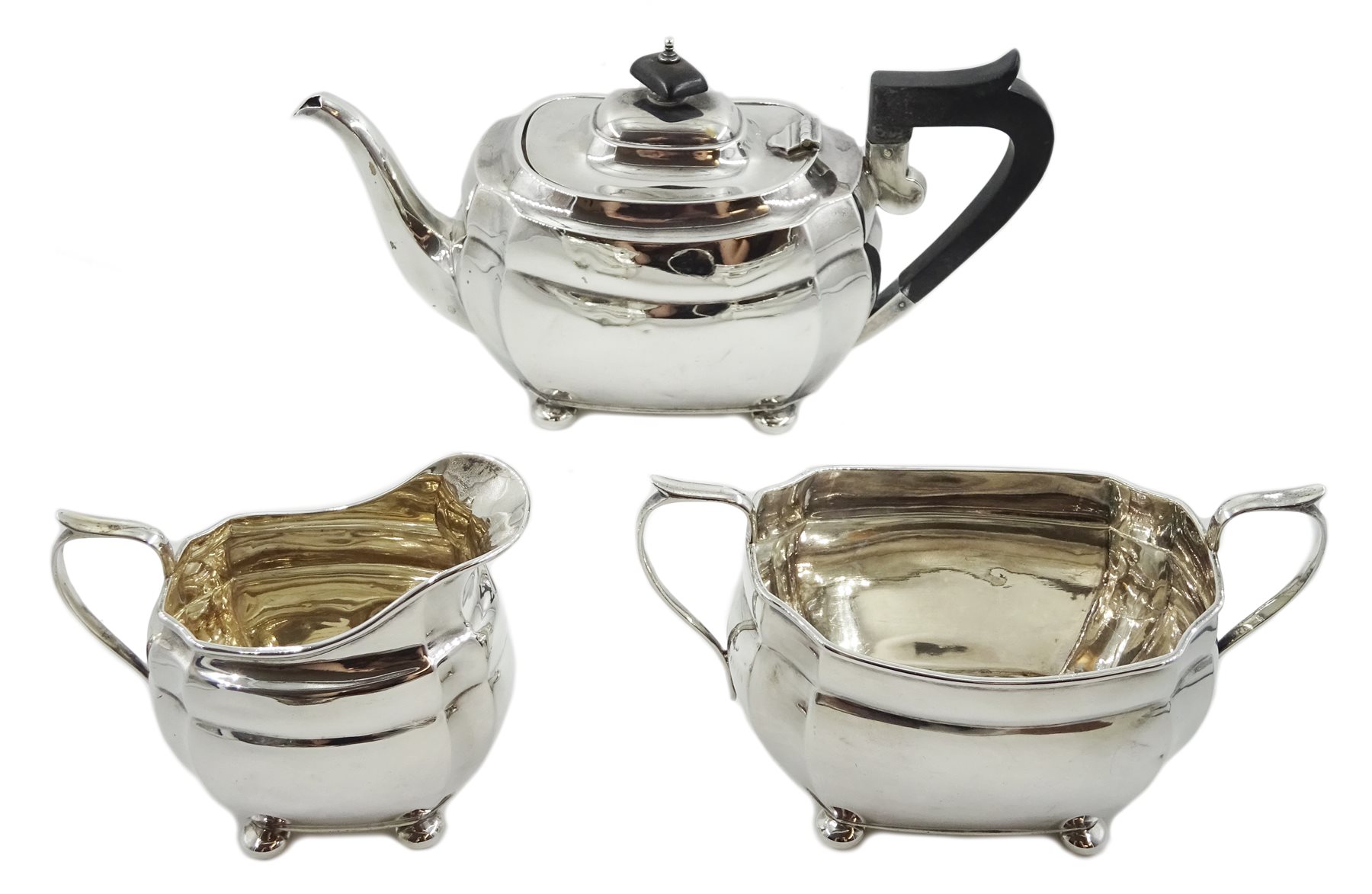 Three piece silver tea service by S Blanckensee & Son Ltd, Chester and Birmingham 1926, approx 25.5oz