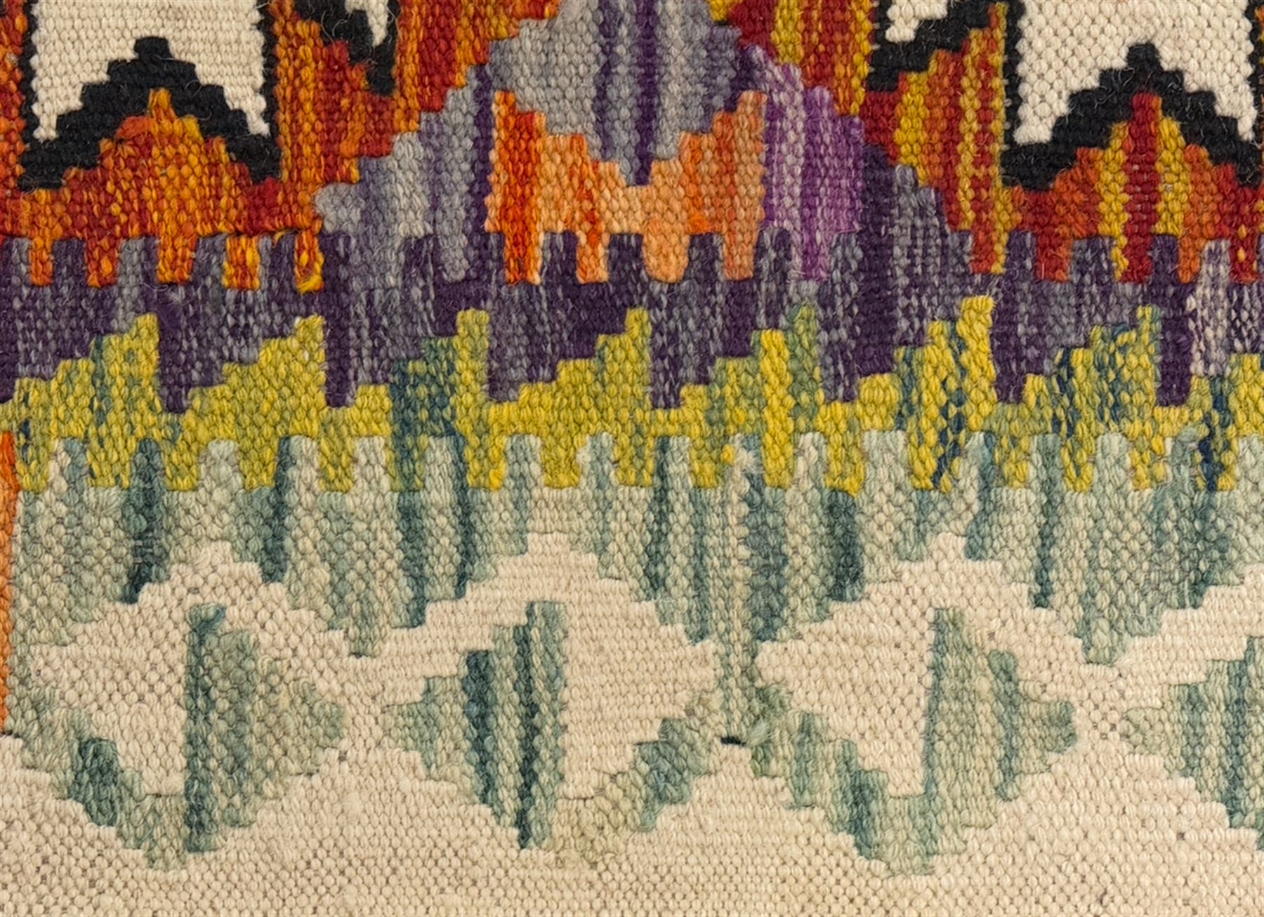 Maimana Kilim runner, multi-coloured geometric design, 302x86cm 