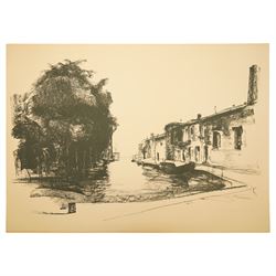 Pietro Annigoni OMRI (Italian 1910-1988): 'Venetian Impressions', set six monochrome lithographs on magnani paper signed and numbered in pencil with blindstamp, together with each original casing and text 50cm x 71cm (6) (unframed)