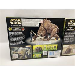 Star Wars - The Power of the Force - Electronic X-Wing Fighter; Rancor and Luke Skywalker; Bantha and Tusken Raider; Jabba the Hutt and Han Solo; and Ronto and Jawa; all in sealed boxes (5)