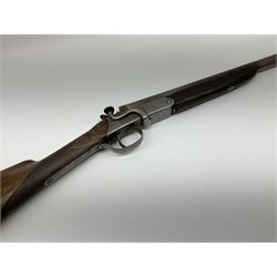 W. Horton 98 Buchanan Street Glasgow 20-bore single barrel centre hammer sporting gun, 71cm octagonal to round barrel with side lever opening, walnut stock with chequered grip and fore-end and steel butt plate, serial no.40334, L110cm SHOTGUN CERTIFICATE REQUIRED