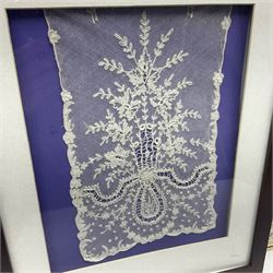 19th century including lace collars and cuffs in three frames, together with a later example 