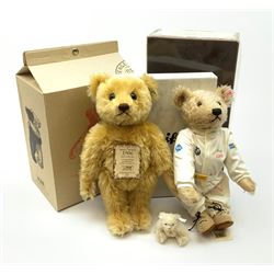 Steiff - limited edition 'Racing Driver' teddy bear wearing overalls with BMW and other logos, No.704/2002 with tag, H13