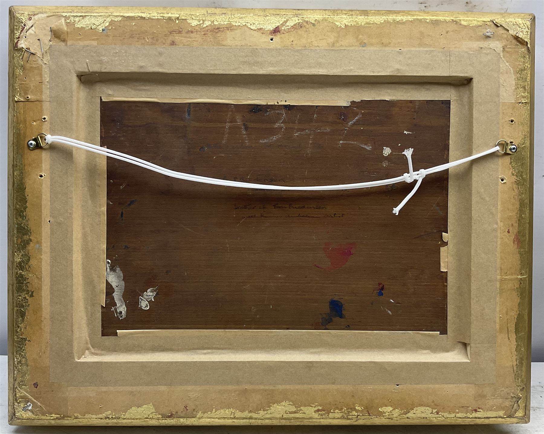 Arthur A Friedenson (Staithes Group 1872-1955): 'In the Harbour - St Monans Fife', oil on panel signed, titled verso 24cm x 34cm