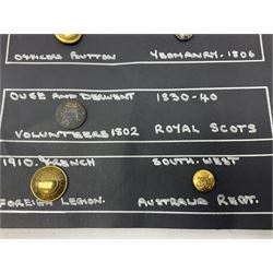 Ten regimental buttons, inc East Yorkshire, Ouse and Derwent etc