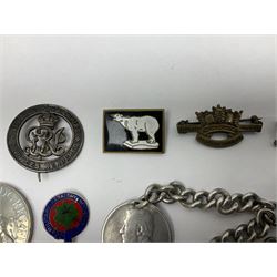 Two Services Rendered badges Nos.B23060 and B201341; two MSO BAOR (Mixed Services Organisation British Army of the Rhine) badges; small quantity of shoulder titles, lapel/sweetheart brooches, buttons and non-military related items