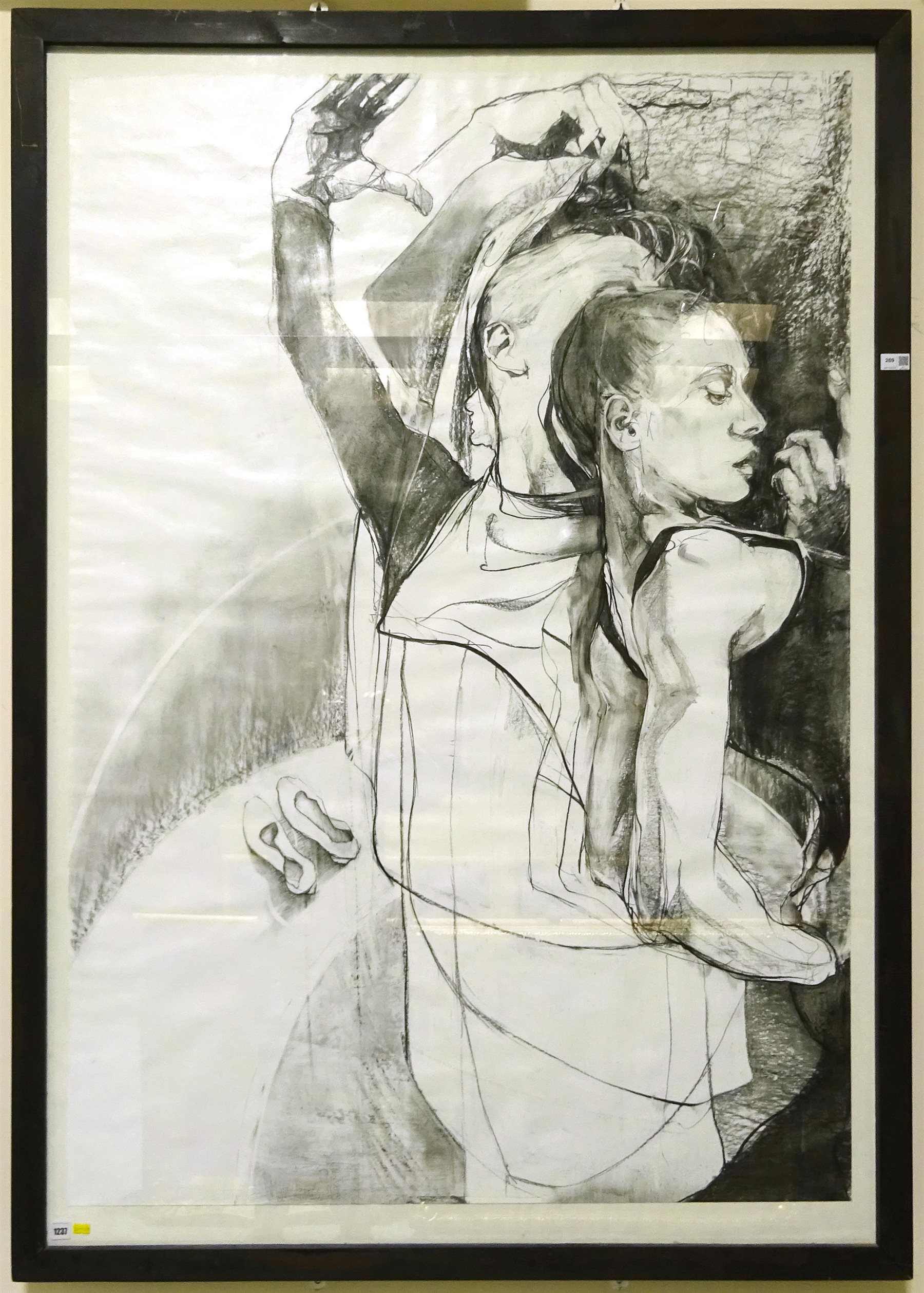 Angela Summers (British Contemporary): 'Red Shoes II', graphite and charcoal, signed and dated '96, 150cm x 104cm