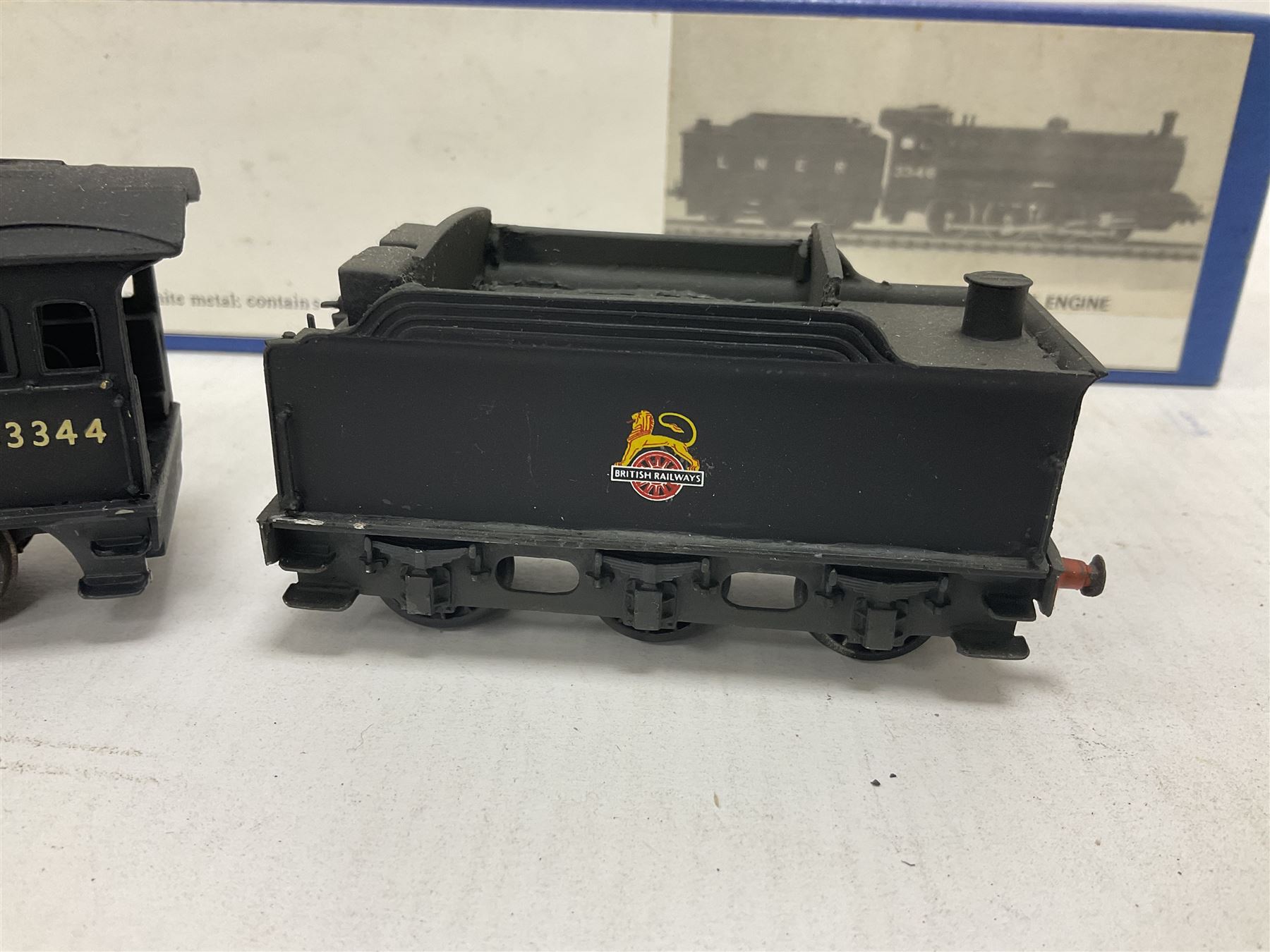 ‘00’ gauge - two kit built steam locomotives comprising unnamed LMS/HR Drummond Class C/BEN 4-4-0 no.54398 finished in BR black; Class Q6 0-8-0 no.63344 finished in BR black; both with Nu-Cast boxes (2) 