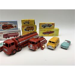 Atlas Dinky - Leyland Octopus Tanker - Esso No.943 and 'French' Fourgon Incendie Premier Secours Berliet No.32E; together with five DeAgostini Dinky models - Cabriolet Ford 'Thunderbird' No.555, Volkswagen No.181, Bedford 10cwt Van 'Kodak' No.480, Triumph TR2 Sports car No.111 and Morris Mini Traveller No.197, all mint and boxed (7)