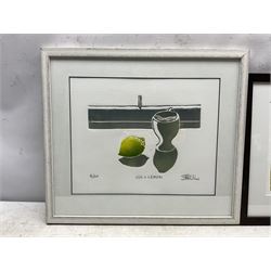 Shirley Fletcher (Northern British Conteporary): 'Jug and Lemon' and A Forest, two collographs, the former signed titled and numbered 4/20 in pencil 28cm x 35cm and 23cm x 32cm (2)