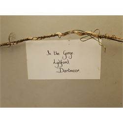 JW (British 19th/20th century): 'In The Gorge Lydford Dartmoor', watercolour signed with monogram, titled on label verso 74cm x 44cm