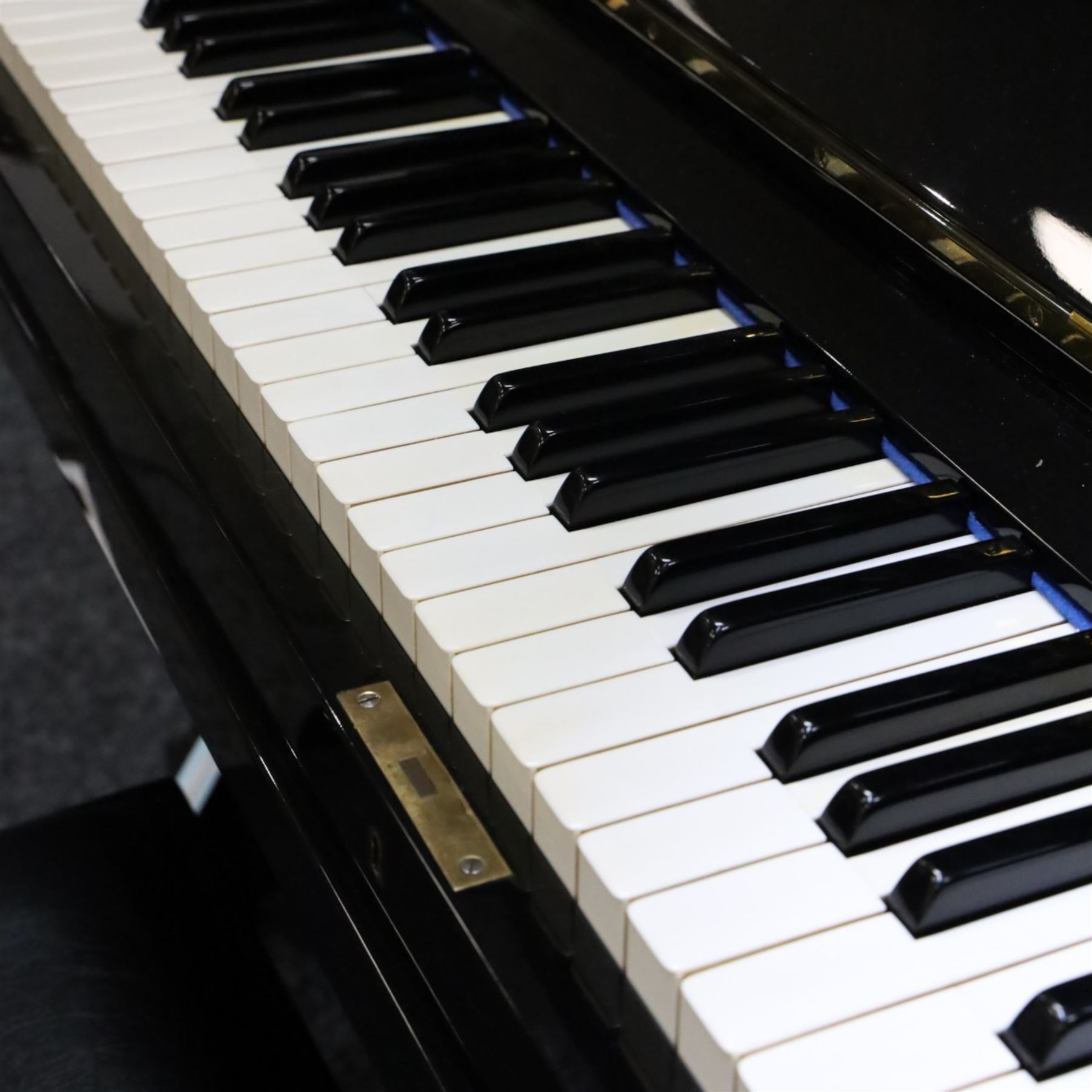 Bösendorfer model 130 upright piano, circa 1941, 88 ivory and ebonised keys within black high gloss polyester case, serial no. 26442