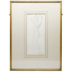 Augustus Edwin John O.M. (British 1878-1961): Full Length Portrait Study of a Classically Draped Female with Arms Above her Head, pencil sketch unsigned 45cm x 20cm
Provenance: Kirkham Hall
