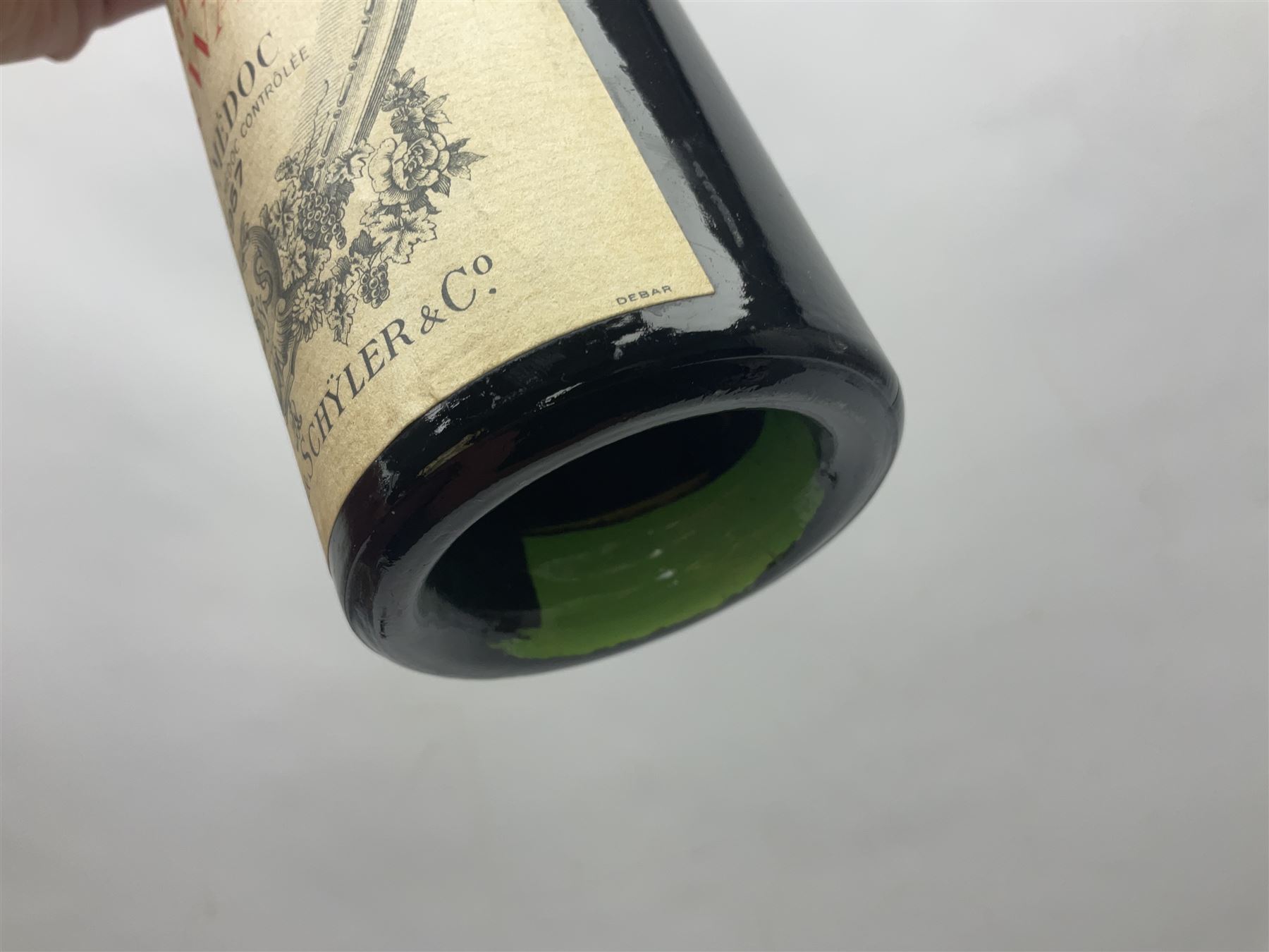 Grand Cru Classe Chateau Kirwan Haut-Medoc 1957 wine, unknown contents and proof, two bottles (2)